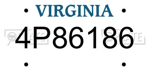 4P86186 Virginia License Plate