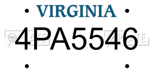 4PA5546 Virginia License Plate