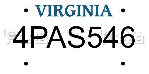4PAS546 Virginia License Plate