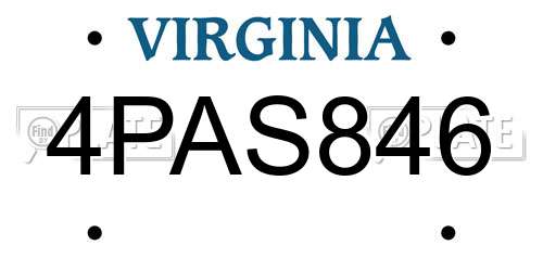 4PAS846 Virginia License Plate