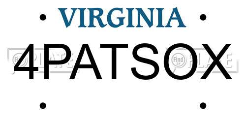4PATSOX Virginia License Plate
