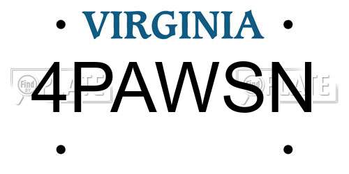 4PAWSN Virginia License Plate