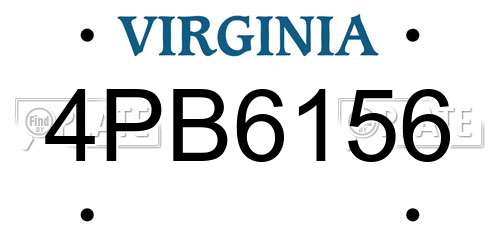 4PB6156 Virginia License Plate