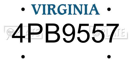 4PB9557 Virginia License Plate