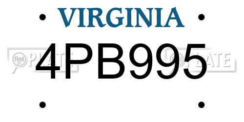 4PB995 Virginia License Plate
