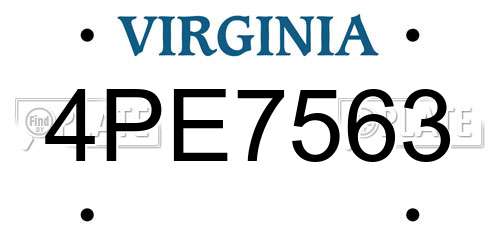 4PE7563 Virginia License Plate