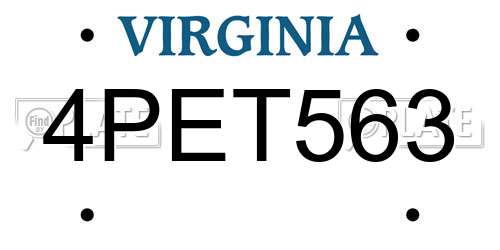 4PET563 Virginia License Plate