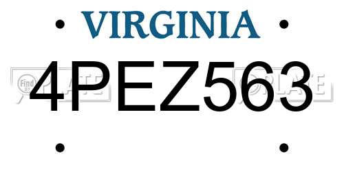 4PEZ563 Virginia License Plate