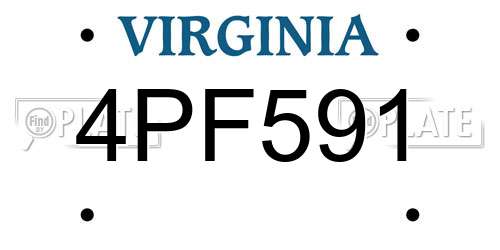 4PF591 Virginia License Plate