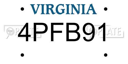 4PFB91 Virginia License Plate