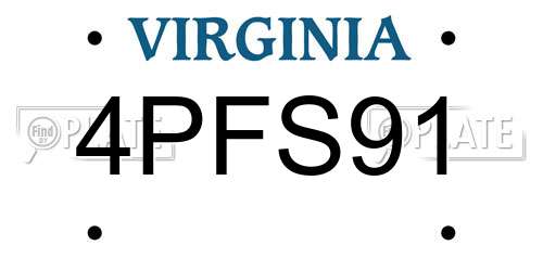 4PFS91 Virginia License Plate