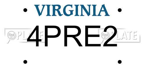 4PRE2 Virginia License Plate