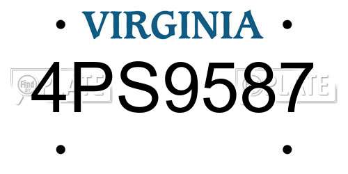 4PS9587 Virginia License Plate