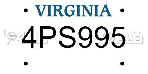 4PS995 Virginia License Plate