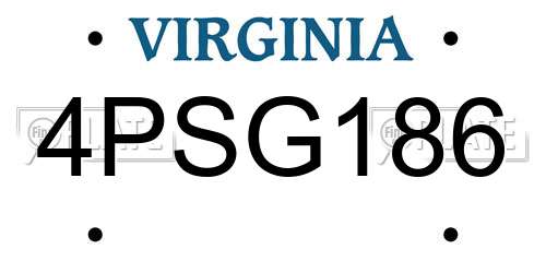 4PSG186 Virginia License Plate