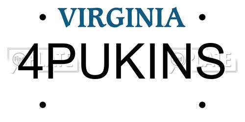 4PUKINS Virginia License Plate