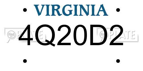 4Q20D2 Virginia License Plate