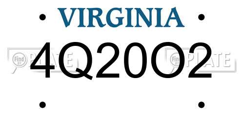 4Q20O2 Virginia License Plate
