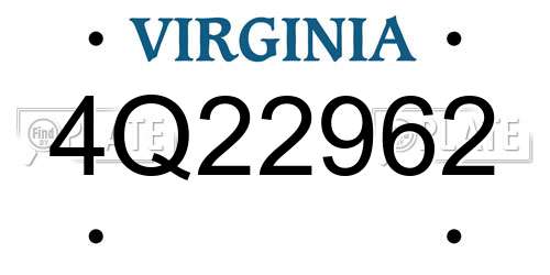 4Q22962 Virginia License Plate