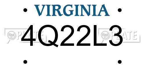 4Q22L3 Virginia License Plate