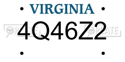 4Q46Z2 Virginia License Plate