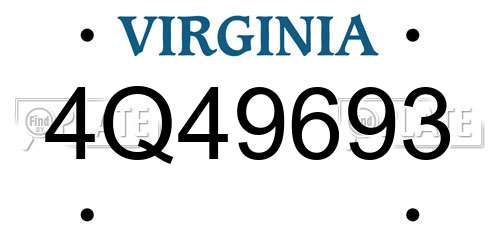 4Q49693 Virginia License Plate