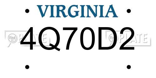 4Q70D2 Virginia License Plate