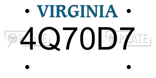 4Q70D7 Virginia License Plate