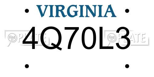 4Q70L3 Virginia License Plate