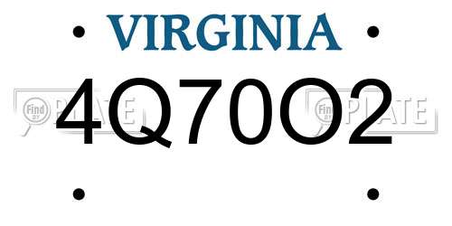 4Q70O2 Virginia License Plate