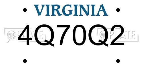 4Q70Q2 Virginia License Plate