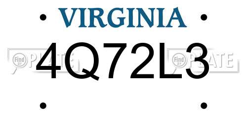 4Q72L3 Virginia License Plate