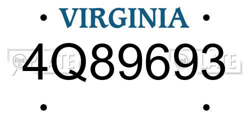 4Q89693 Virginia License Plate
