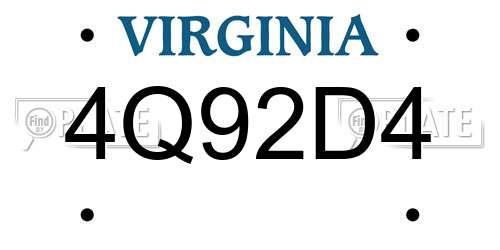 4Q92D4 Virginia License Plate