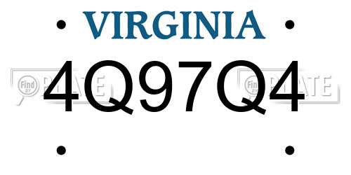 4Q97Q4 Virginia License Plate