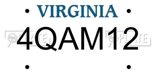 4QAM12 Virginia License Plate