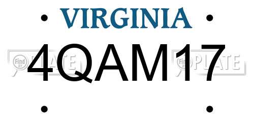 4QAM17 Virginia License Plate