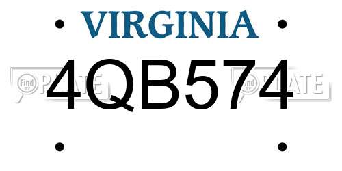 4QB574 Virginia License Plate