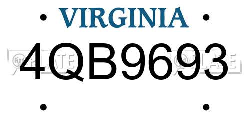 4QB9693 Virginia License Plate