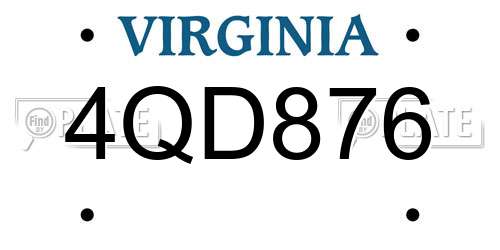 4QD876 Virginia License Plate