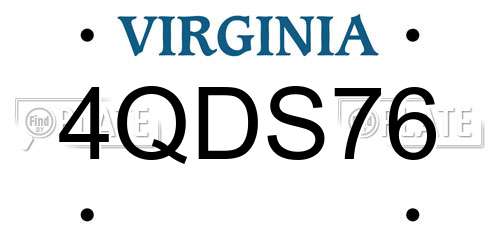 4QDS76 Virginia License Plate