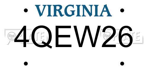 4QEW26 Virginia License Plate