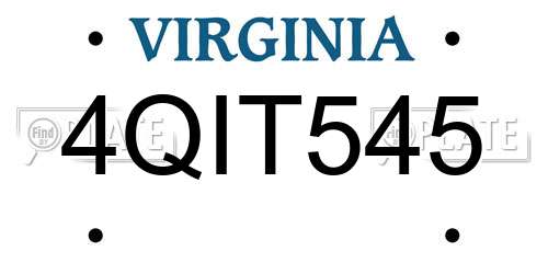 4QIT545 Virginia License Plate