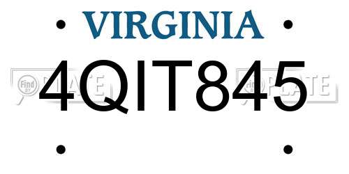 4QIT845 Virginia License Plate