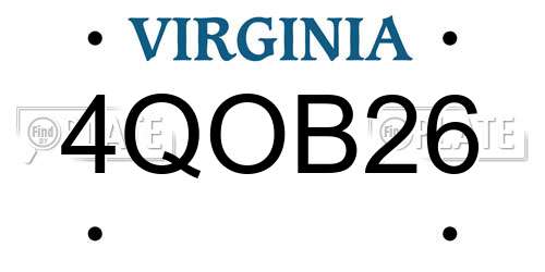4QOB26 Virginia License Plate