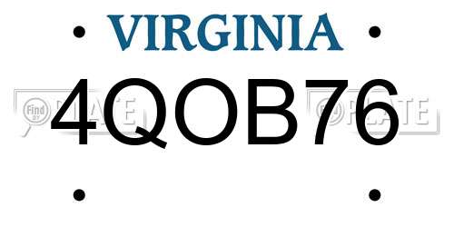 4QOB76 Virginia License Plate