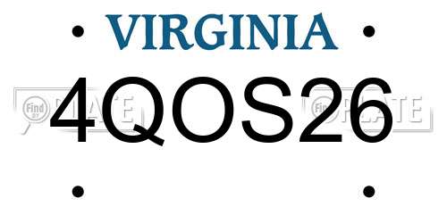 4QOS26 Virginia License Plate