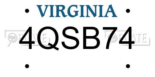 4QSB74 Virginia License Plate