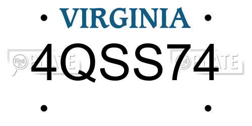 4QSS74 Virginia License Plate