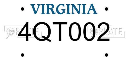 4QT002 Virginia License Plate